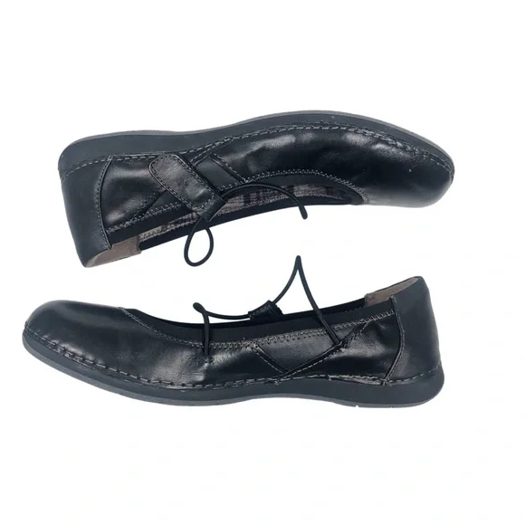 Earth Origins Black Leather Strap Flats Sz 10 - Picture 4 of 7
